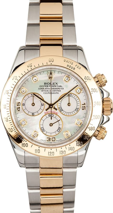 rolex daytona mother of pearl white gold|Rolex daytona gold with diamonds.